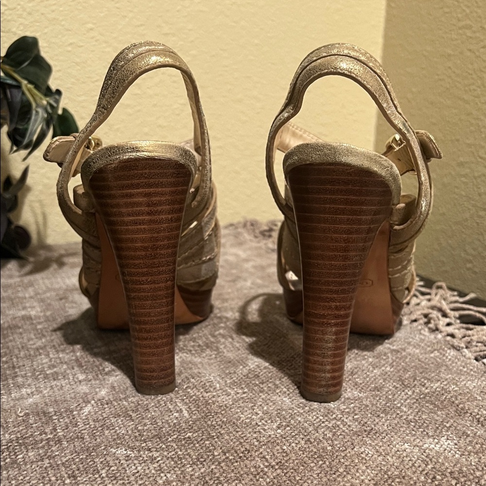 Coach Gold Strappy Heels - Picture 3 of 5